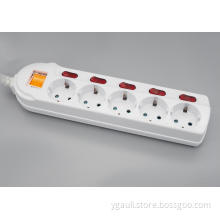 5-Outlet Germany Standard Power Strip Independent switches